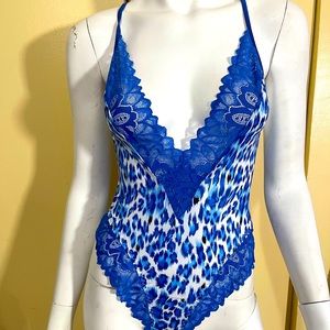 Blue leopard bodysuit